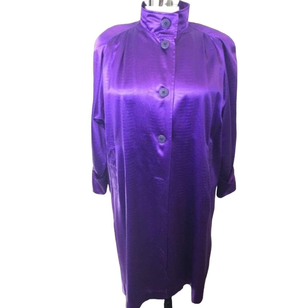 Purple Satin Oversized Coat sz 1X Vision Vintage
